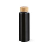 Vue 2 de Gourde Indus en verre borosilicate,bouchon bambou 510ml. Etanche