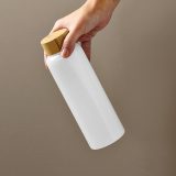 Vue 5 de Gourde Indus en verre borosilicate,bouchon bambou 510ml. Etanche