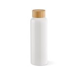 Vue 2 de Gourde Indus en verre borosilicate,bouchon bambou 510ml. Etanche