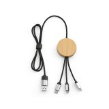 Vue 4 de Câble de charge Feynman 5-en-1 bambou/rPET, logo lumineux