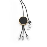 Vue 6 de Câble de charge Feynman 5-en-1 bambou/rPET, logo lumineux