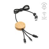 Vue 7 de Câble de charge Feynman 5-en-1 bambou/rPET, logo lumineux