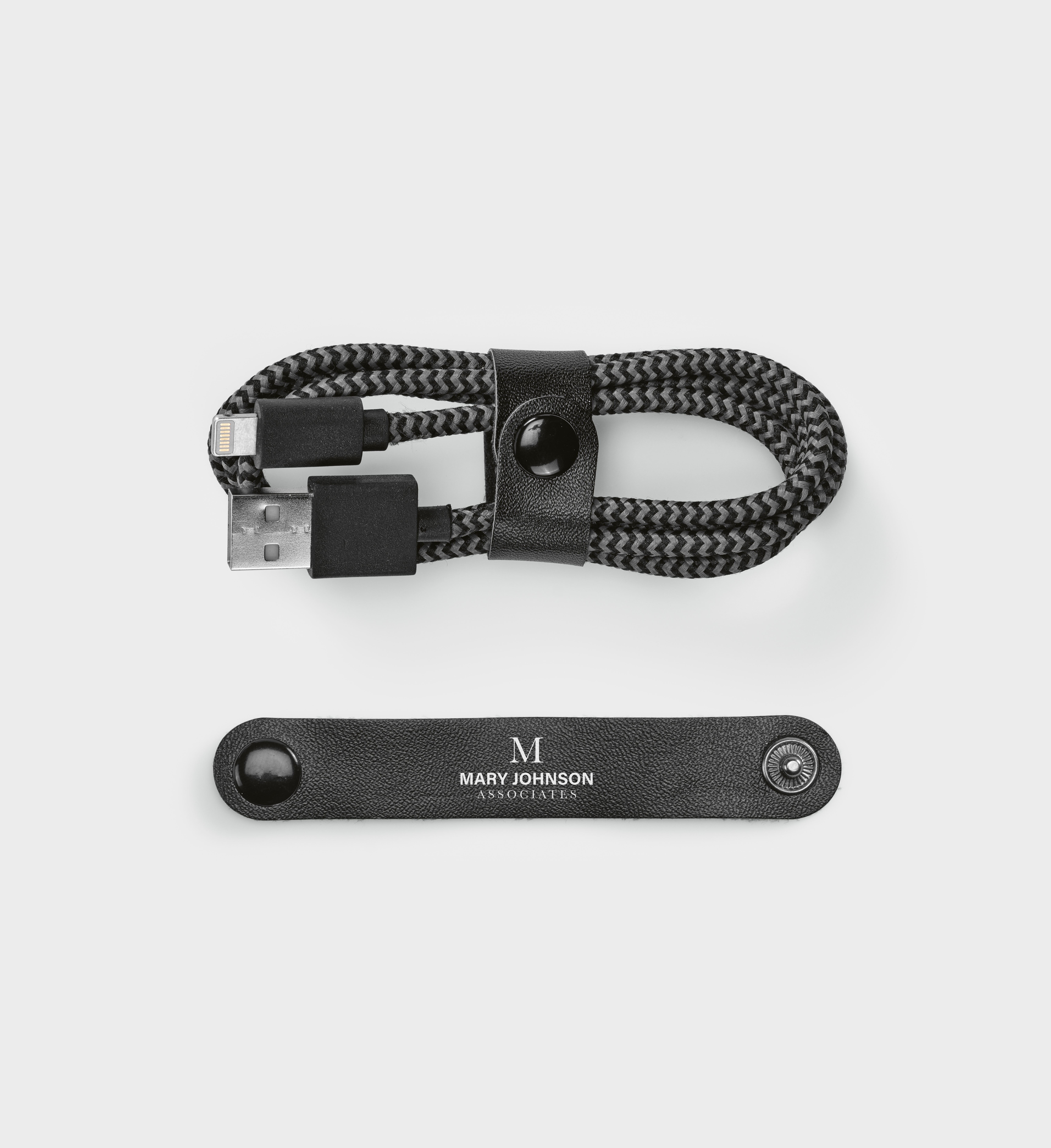 Vue 10 de Câble de charge Bernoulli, rPET 1m, USB-A vers Lightning