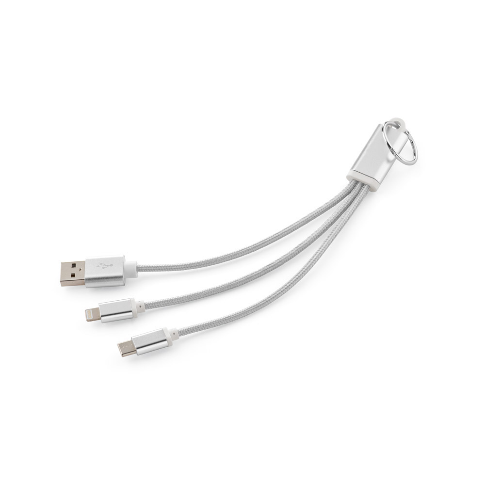 Lavoisier Câble 3-en-1 en rPVC. 10 W. Avec porte-clés