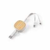 Vue 1 de Bohr Câble 3-en-1 en rABS et Bambou. 1 m rétractable. 10 W