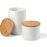 Vue 5 de Bocal Munch 1000 céramique 980 ml, couvercle en bambou