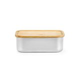 Vue 3 de Boîte repas Warhol rInox 740 ml, couvercle et couverts en bambou