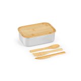 Vue 7 de Boîte repas Warhol rInox 740 ml, couvercle et couverts en bambou