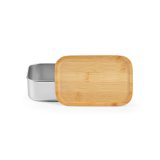 Vue 2 de Boîte repas Warhol rInox 740 ml, couvercle et couverts en bambou