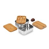 Vue 4 de Boîte repas Vermeer rInox1480 ml, couvercle et couverts en bambou