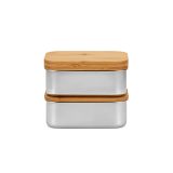 Vue 3 de Boîte repas Vermeer rInox1480 ml, couvercle et couverts en bambou