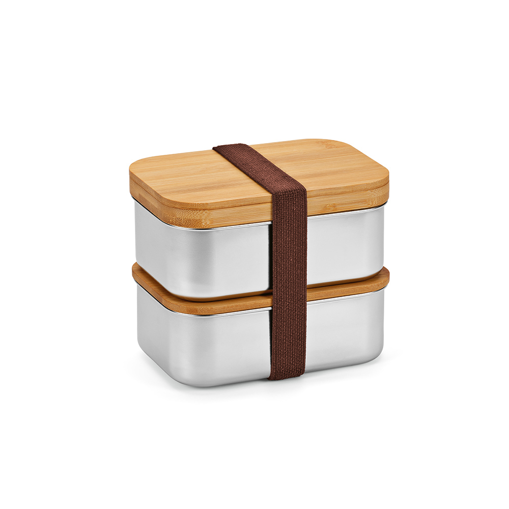 Boîte repas Vermeer rInox1480 ml, couvercle et couverts en bambou