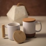 Vue 5 de Mug Douro céramique, bouchon /anse en bambou 380 ml. Sublimation