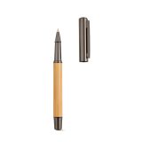 Vue 4 de Stylo Aeschylus en bambou et inox, encre bleue 2 km