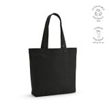 Vue 6 de Sac shopping Blanc rCOTON 220 g/m². Anses 65 cm, soufflet