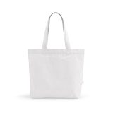 Vue 4 de Sac shopping Blanc rCOTON 220 g/m². Anses 65 cm, soufflet