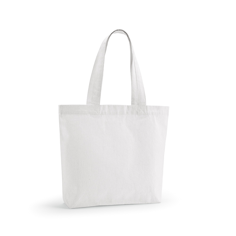 Sac shopping Blanc rCOTON 220 g/m². Anses 65 cm, soufflet
