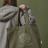 Vue 5 de Sac shopping Blanc rCOTON 220 g/m². Anses 65 cm, soufflet