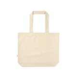 Vue 3 de Sac shopping Blanc rCOTON 220 g/m². Anses 65 cm, soufflet
