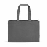 Vue 3 de Sac de courses Makalu en coton recyclé. 280 g/m². Anses de 65 cm