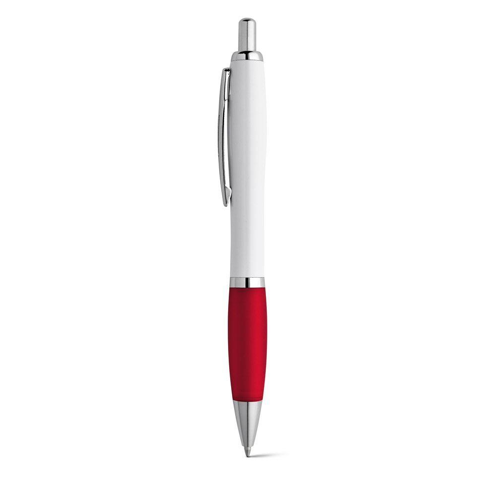 MOVE BK. Stylo à bille en ABS blanc avec clip en métal