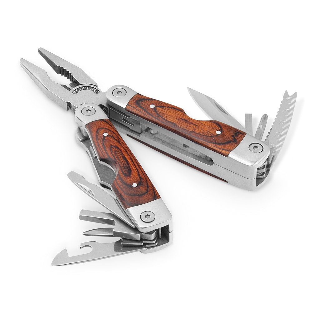 MAGNUM. Pince pliante multifonctions en acier inoxydable et en bois