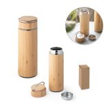 Vue 2 de SOW. Thermos 440mL en bambou et acier inox