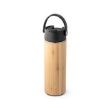 Vue 1 de LAVER. Bouteille thermos 440mL en bambou, acier inox et PP