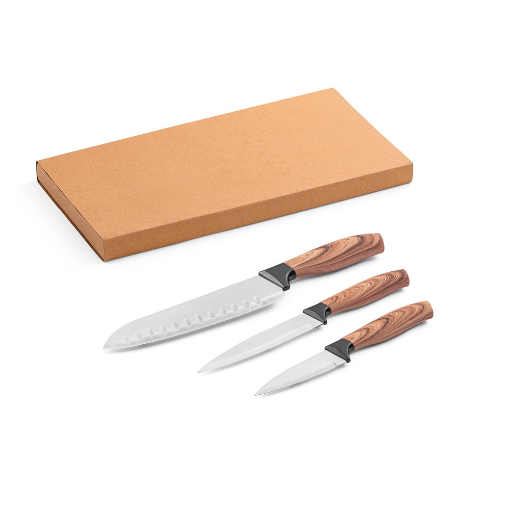 BAHARAT. Lot de 3 couteaux de cuisine avec lame en acier inoxydable et manche ergonomique