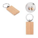 Vue 2 de STEWIE. Porte-clés rectangulaire en bois de hêtre