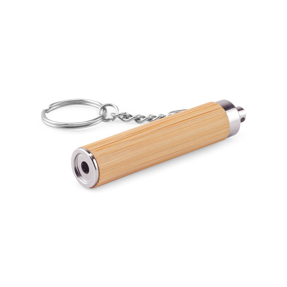 RACHEL. Porte-clés en bambou et ABS avec lampe torche LED