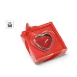 Vue 3 de SWEET. Bougie en forme de coeur et base en verre
