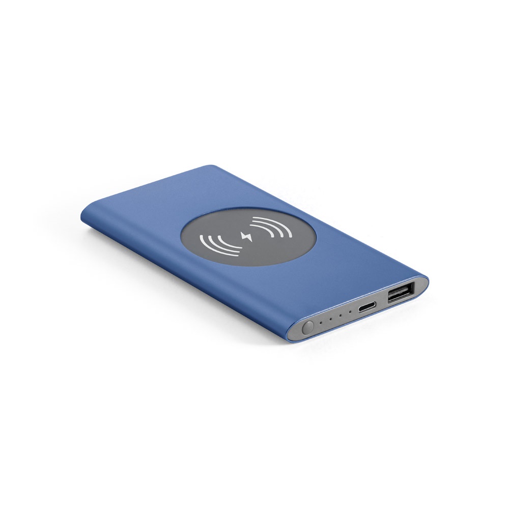 CASSINI. Power bank 4 000 mAh avec chargeur sans fil 5W en aluminium recyclé (100 % rAL)