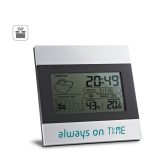 Vue 3 de DENE. Station météo de bureau avec écran LCD en aluminium et ABS