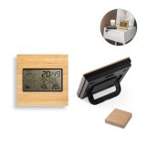 Vue 2 de BROMLEY. Station météo de bureau avec écran LCD en ABS et bambou
