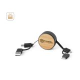 Vue 9 de RUBINS. Câble USB rétractable 6 en 1 en ABS recyclé (100 % rABS) et bambou