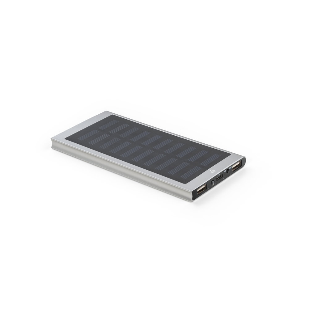 CLERK. Batterie nomade de 8 000 mAh avec panneau solaire en aluminium 100 % recyclé