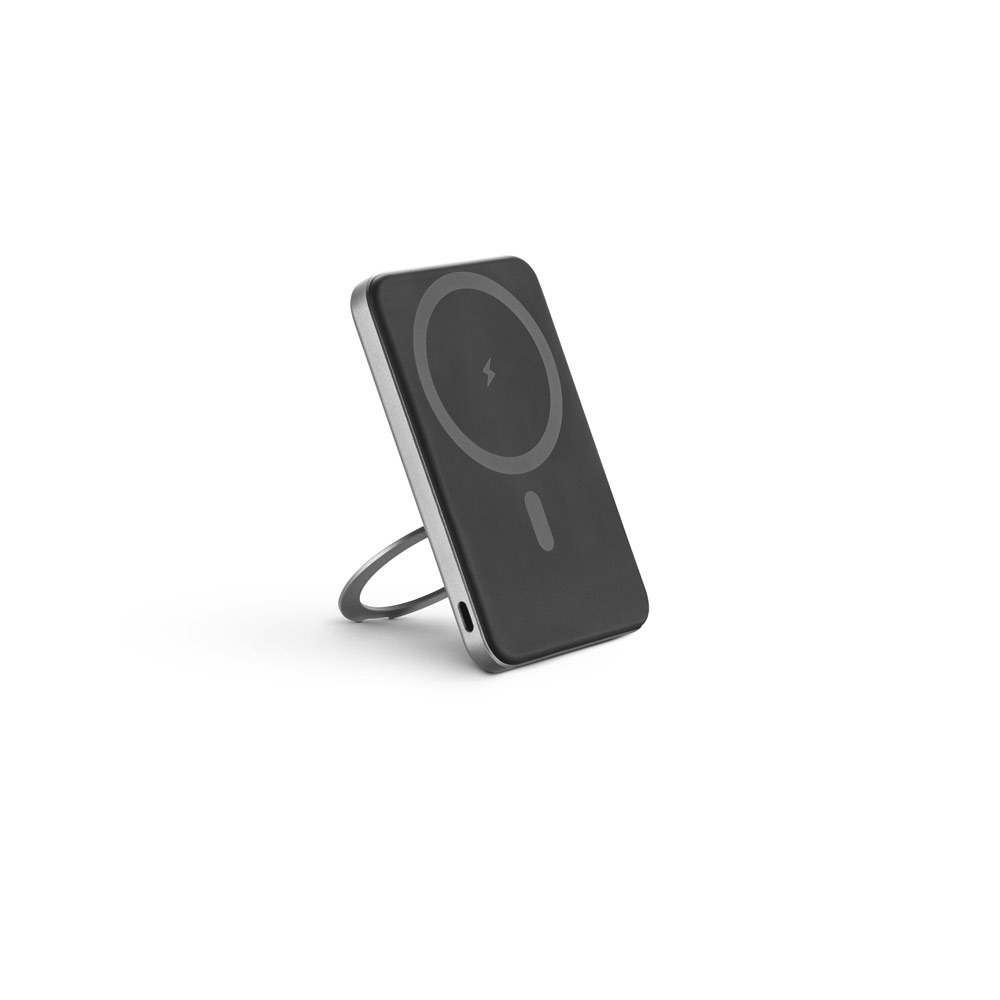 WARSHEL 5. Batterie nomade magnétique de 5 000 mAh avec chargeur sans fil ultrarapide de 15 W en ABS recyclé (100 % rABS) avec support