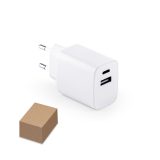 Vue 2 de WEGENER. Adaptateur secteur avec port USB-A 18W et USB-C 20W en ABS recyclé (100 % rABS)