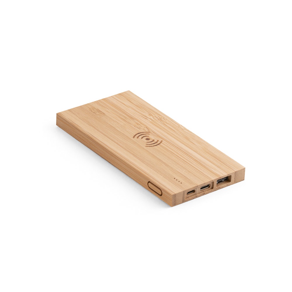 FITCH. Power bank 5 000 mAh avec chargeur sans fil 5W en bambou