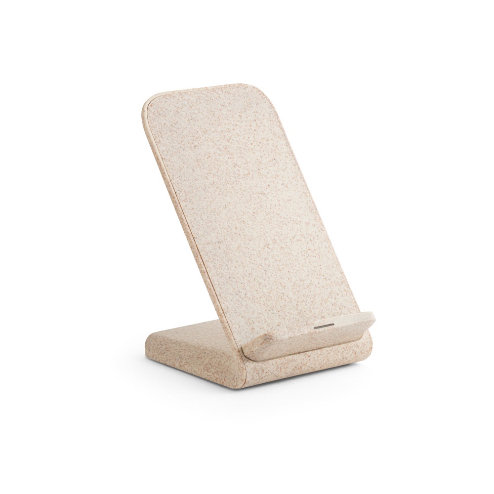 ENGLERT. Support pour smartphone avec chargeur sans fil rapide 10W en ABS recyclé (70 % rABS) et fibre de paille de blé
