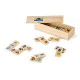 Vue 2 de DOMIN. Jeu de dominos en bois pour enfants avec 28 des dessins d'animaux