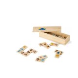 Vue 3 de DOMIN. Jeu de dominos en bois pour enfants avec 28 des dessins d'animaux