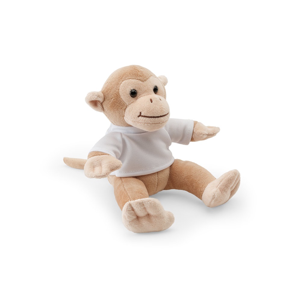 MONKY. Peluche en polyester, en forme de singe, avec t-shirt