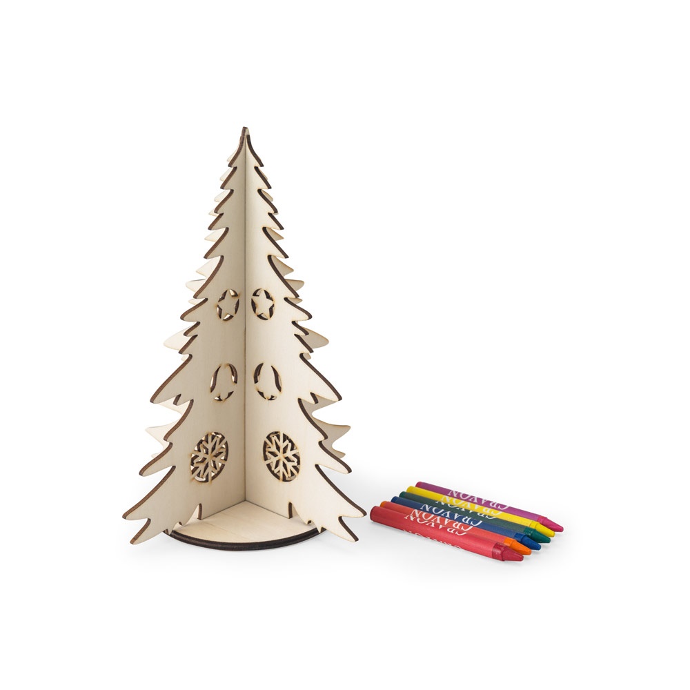 PINERY. Arbre de Noël en bois pliable à colorier
