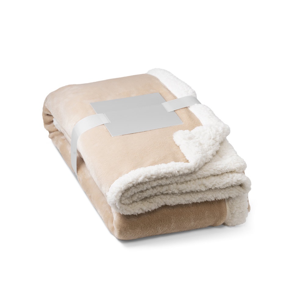 HEIDEN. Couverture polaire réversible (190 g/m²) avec ruban de satin et carte personnalisée