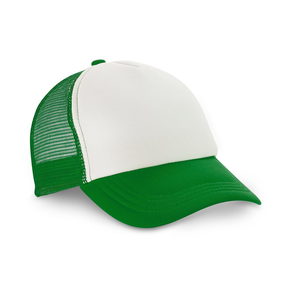 NICOLA. Casquette en polyester et filet (150 g/m²)