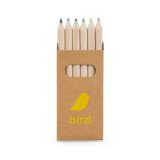 Vue 3 de BIRD. Boîte avec 6 crayons de couleur