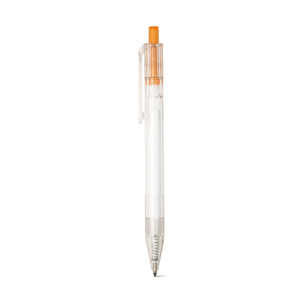 HARLAN. Stylo en rPET avec bouton coloré