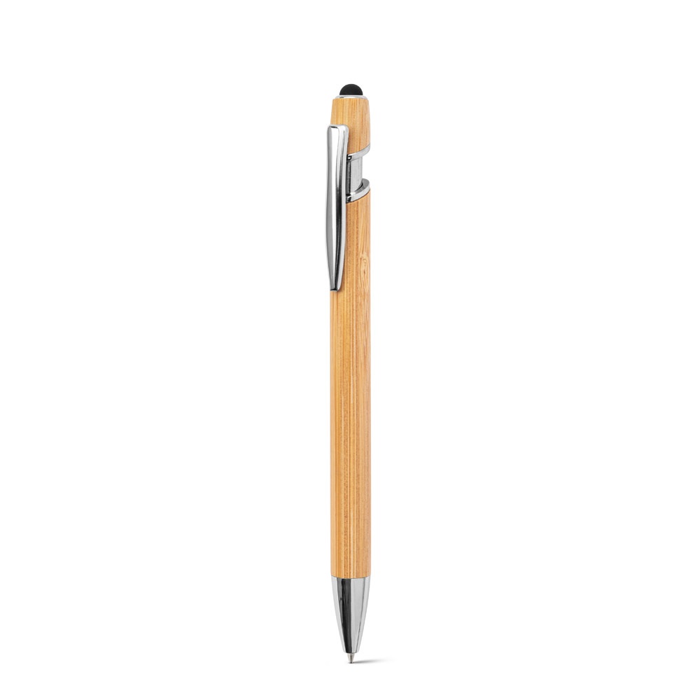 NEIL BAMBOO. Stylo à bille en bambou avec détails en aluminium chromé